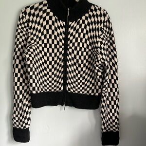 William Rast checked long sleeved double zip cardigan size L